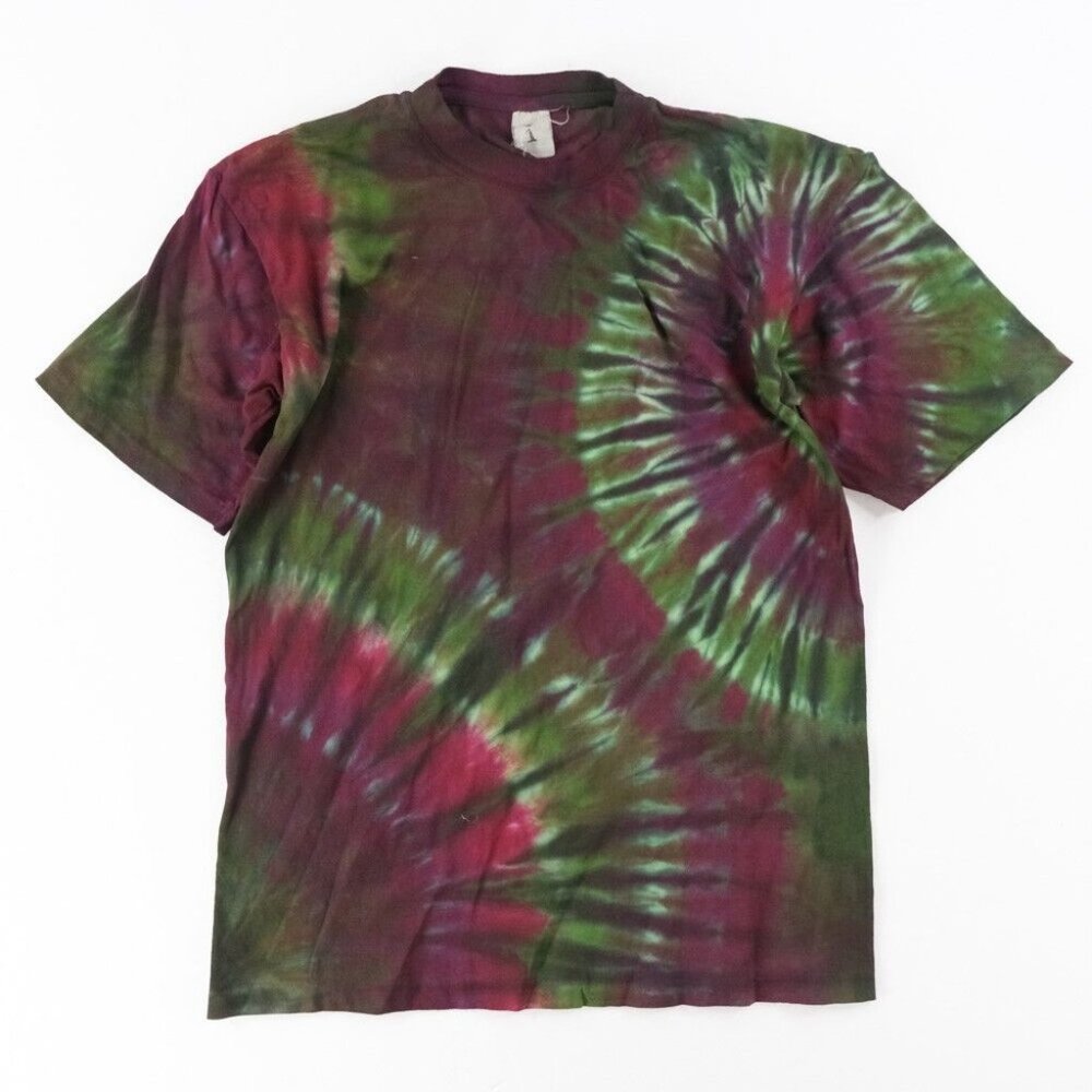 NWOT Single Stitch T-Shirt Blank Hand Tie Dyed Wheel Multi S/S Hering Sz. M 38'
